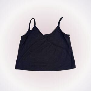 Weekend Soul black ribbed v-neck tank top crop top | Sz S